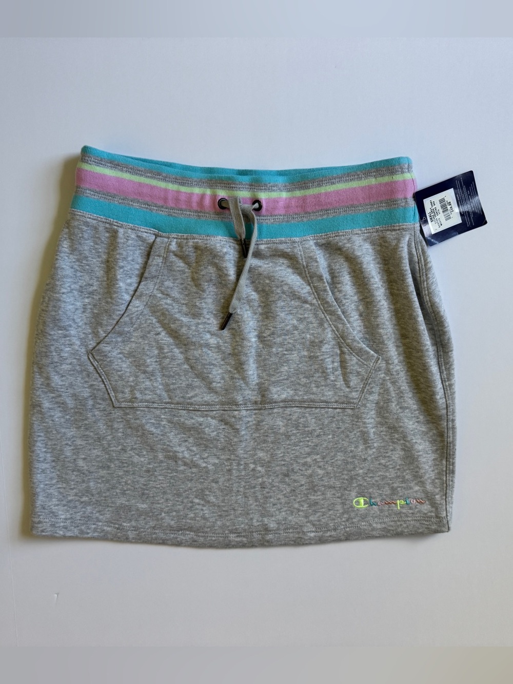 Champion Light Gray Campus Mini Skirt with Pastel Stripe Waistband